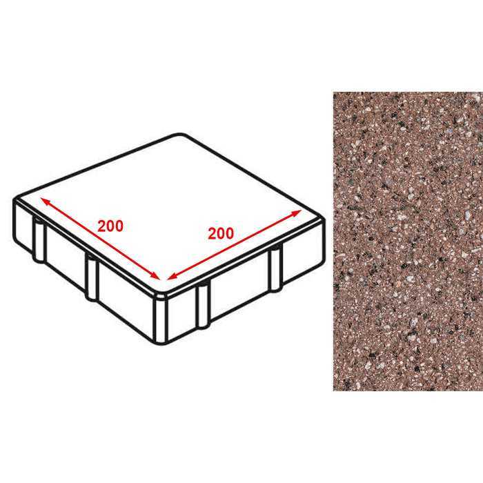 Плитка тротуарная Готика Granite FERRO, квадрат, Емельяновский 200x200x60 мм